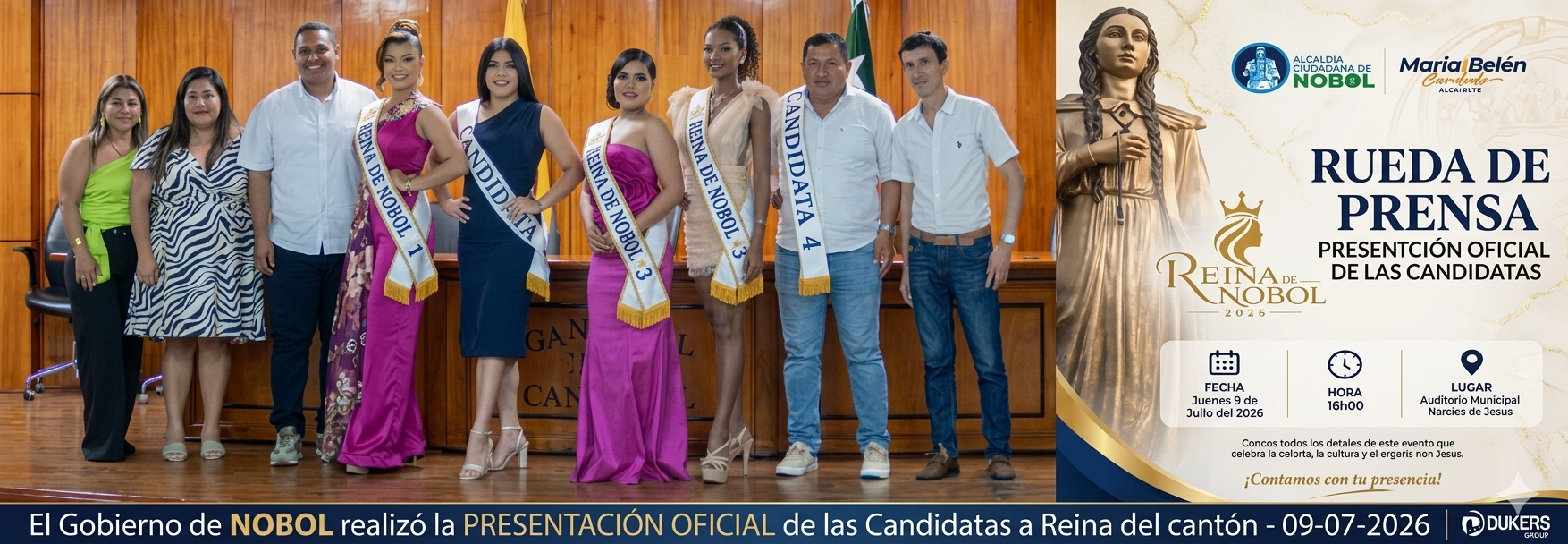 Presentaciòn Oficial Reyna de Nobol 2026 DUKERS Group